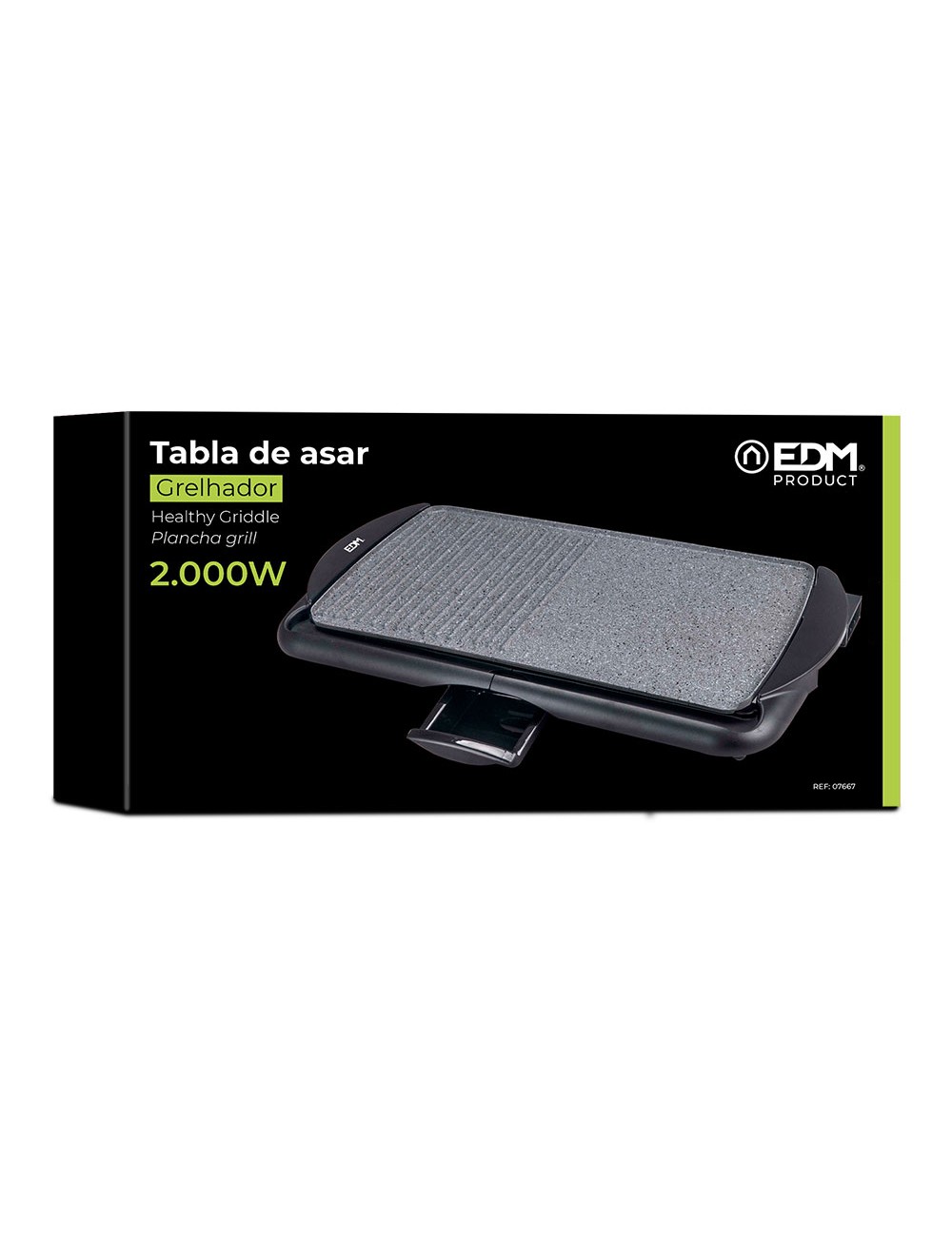 Tabla de asar efecto piedra 2000 w 61,5 x 31 x 8 cm