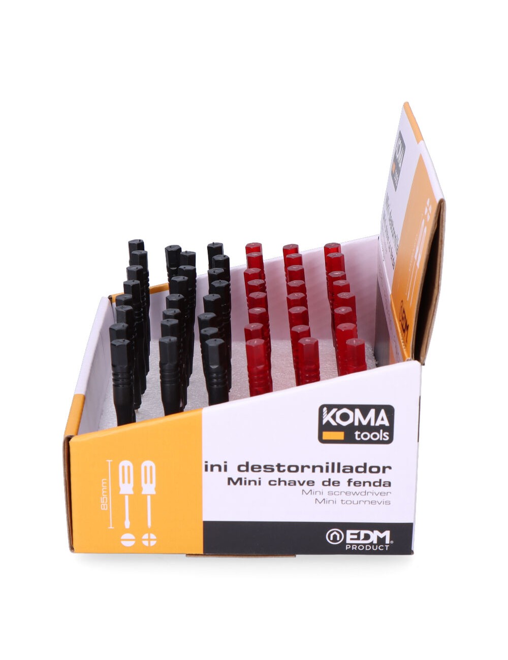 Destornilladores mini 85 mm, expositor 48 uds