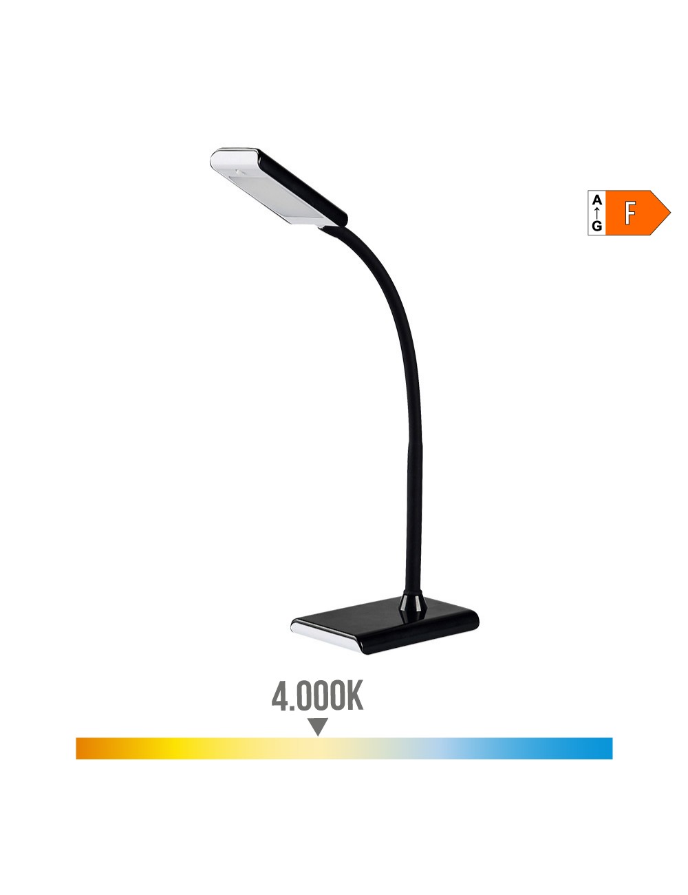 Flexo led 7 w 400 lm 4000 k color negro 13 x 9 x 33 cm