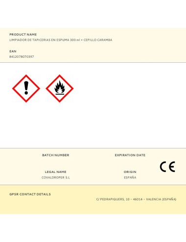 Limpiador de tapicerias en espuma 300 ml + cepillo caramba