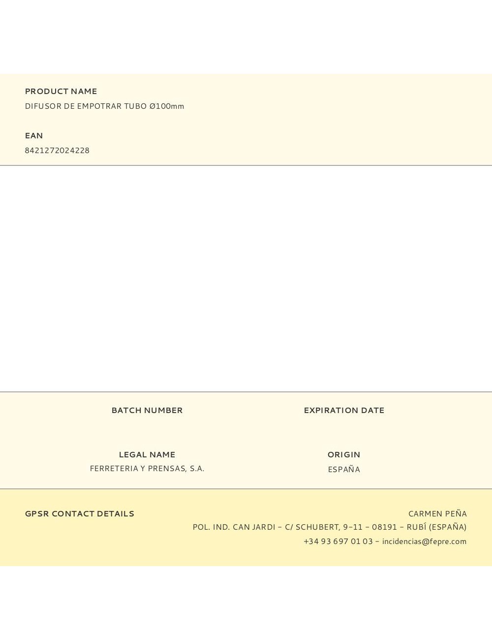 Difusor de empotrar tubo ø100mm