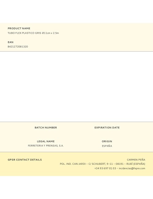 Tubo flex plastico gris ø11cm x 2.5m