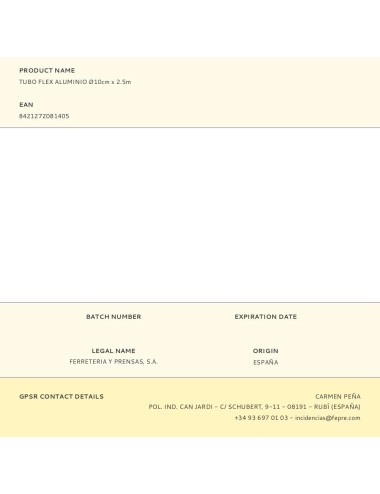 Tubo flex aluminio ø10cm x 2.5m