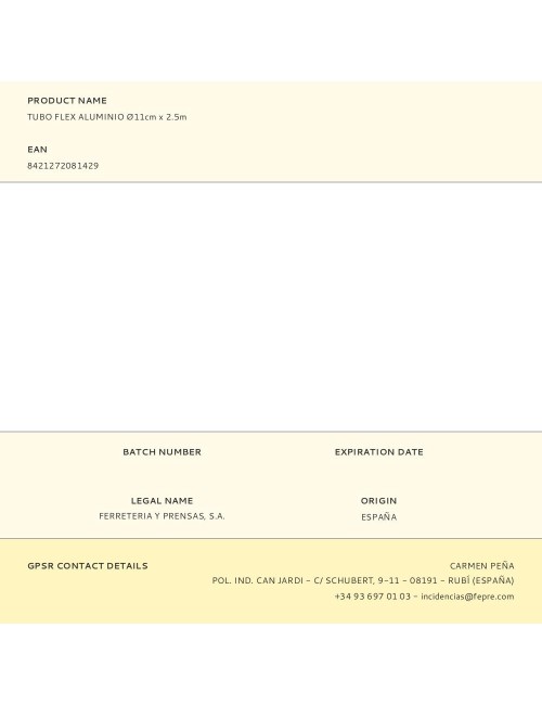 Tubo flex aluminio ø11cm x 2.5m