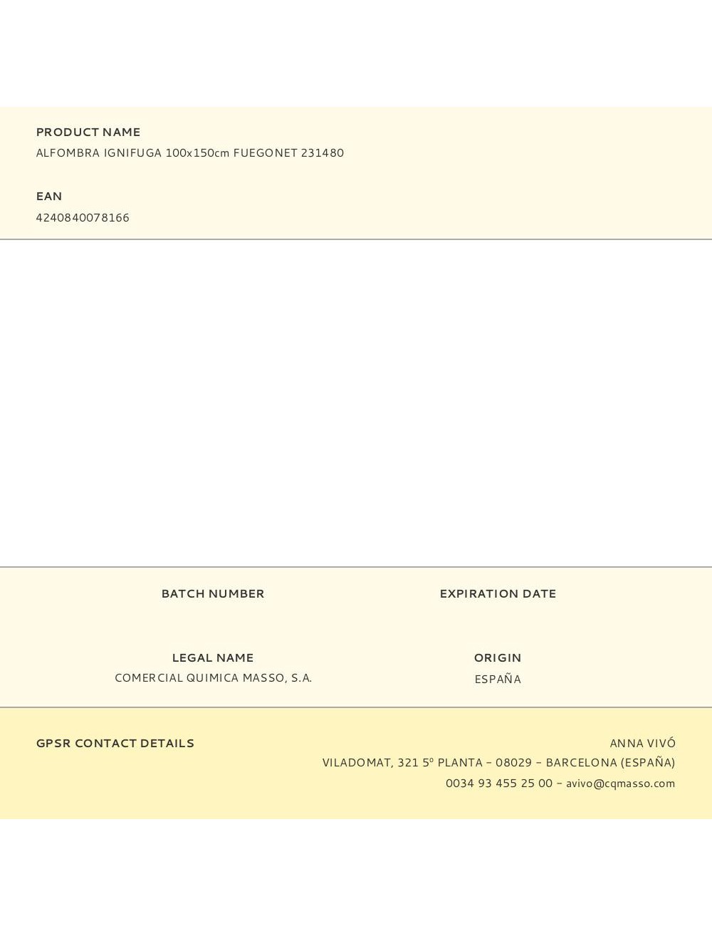 Alfombra ignifuga 100x150cm fuegonet 231480