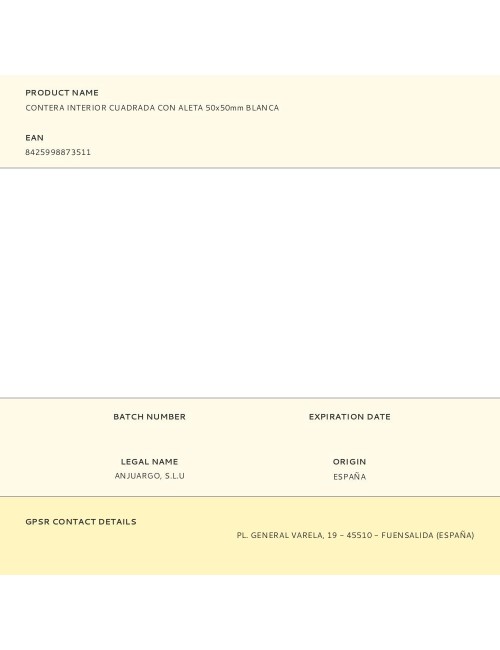 Contera interior cuadrada con aleta 50x50mm blanca
