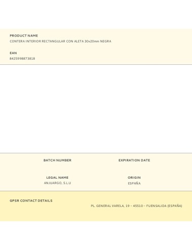 Contera interior rectangular con aleta 30x20mm negra