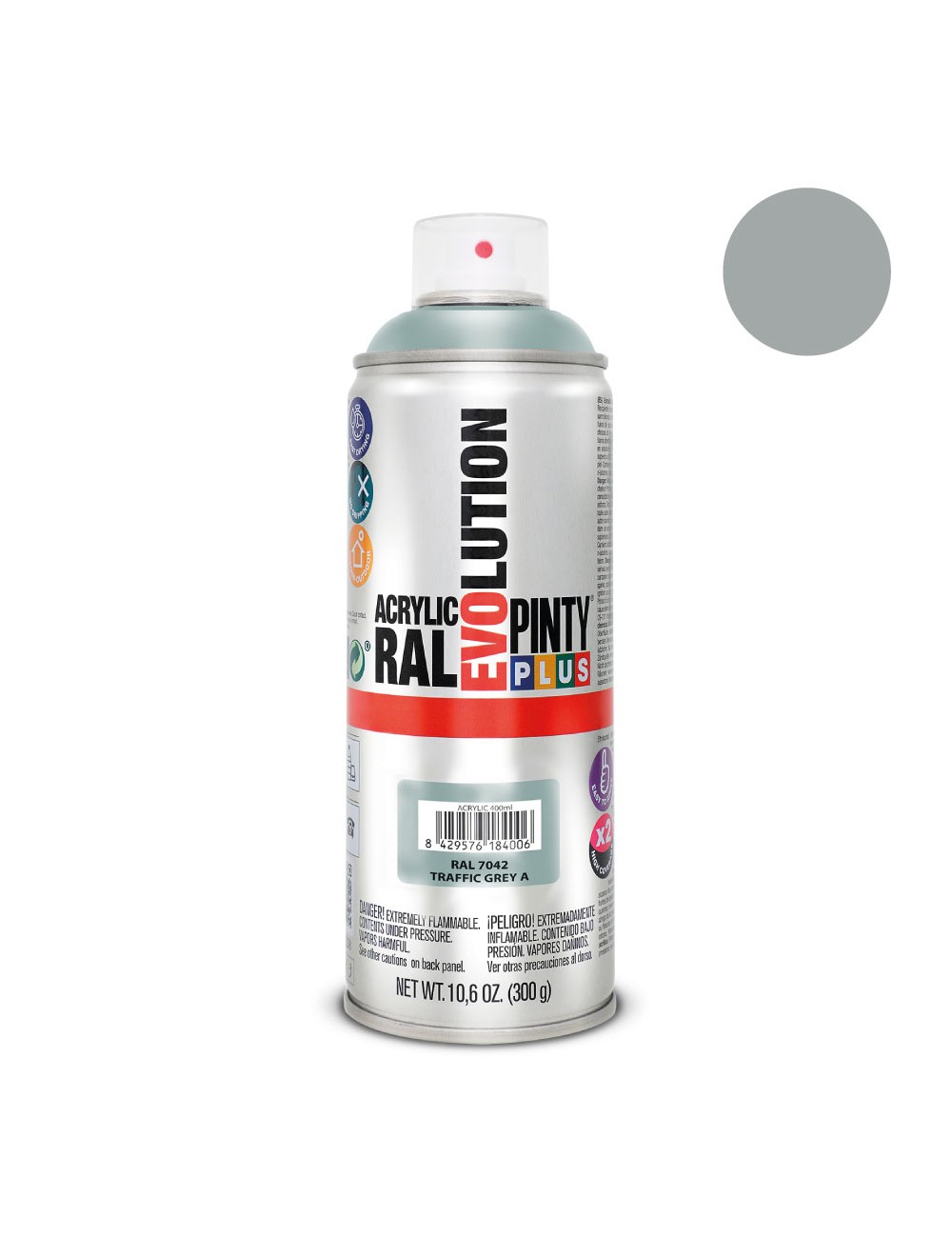 Pintura acrílica spray evolution 520 cc ral 7042 traffic grey 300 g