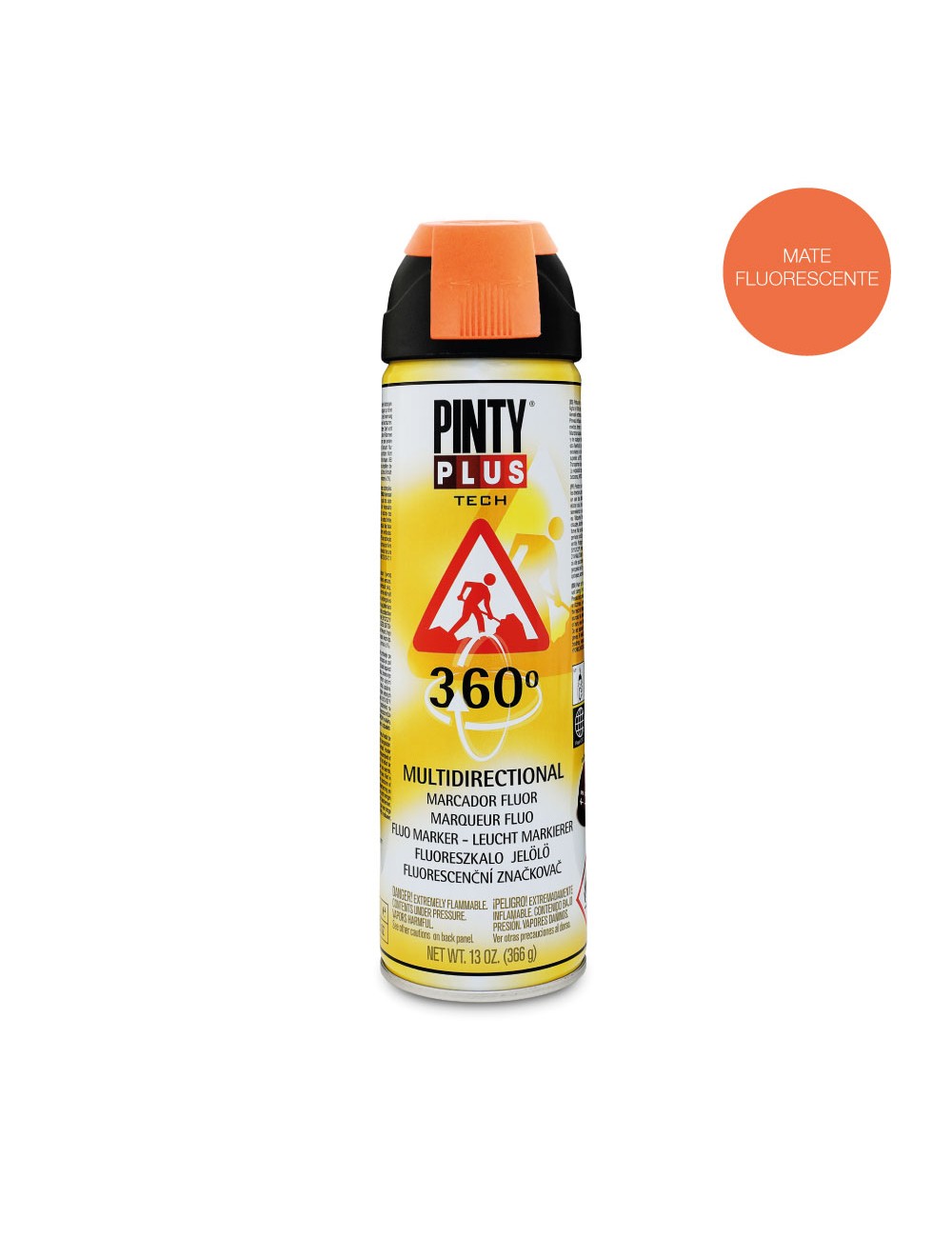 Pintura en spray tech 650 cc marcador 360° naranja t143