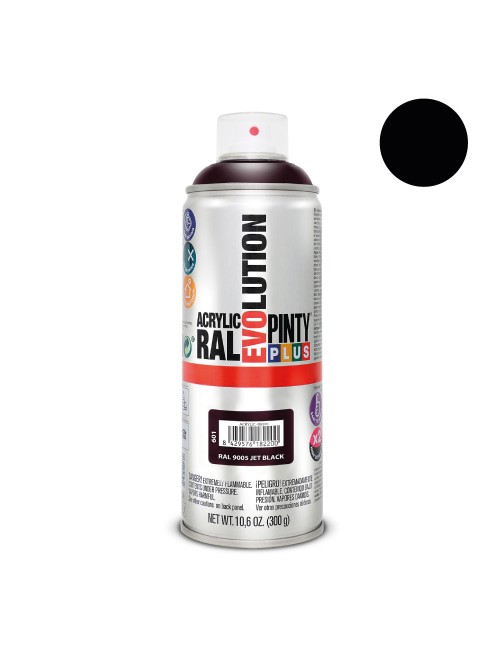 Pintura acrílica spray evolution 520 cc ral 9005 negro intenso