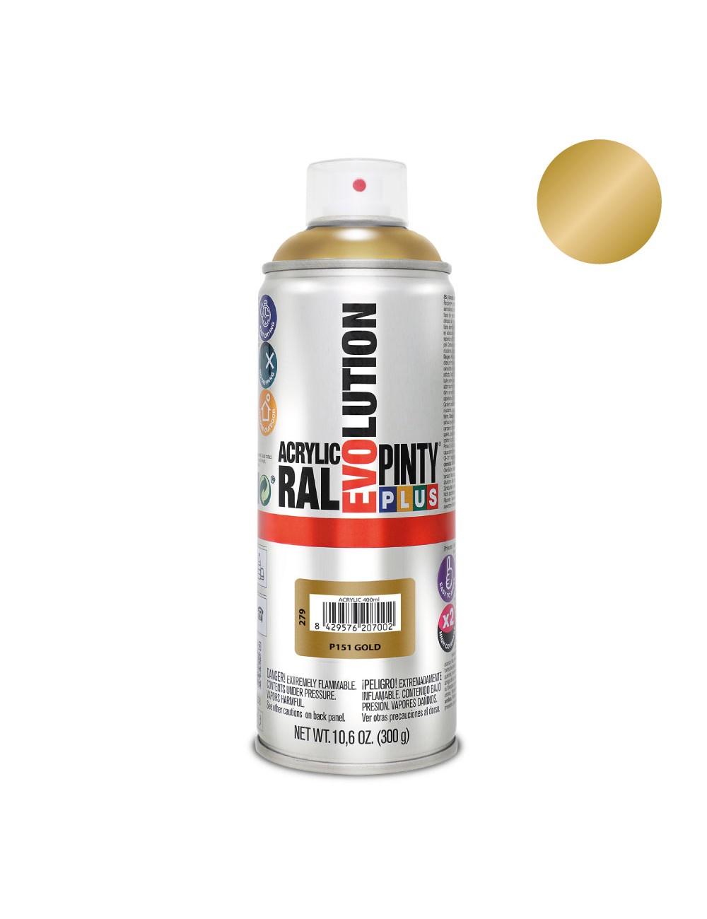 Pintura acrílica spray evolution 520 cc p151 oro