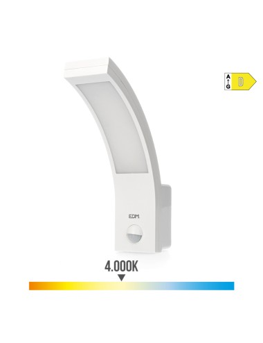 Aplique led con sensor de movimiento 10 w 1654 lm 4000 k ip54 6,6 x 18,8 x 25 cm