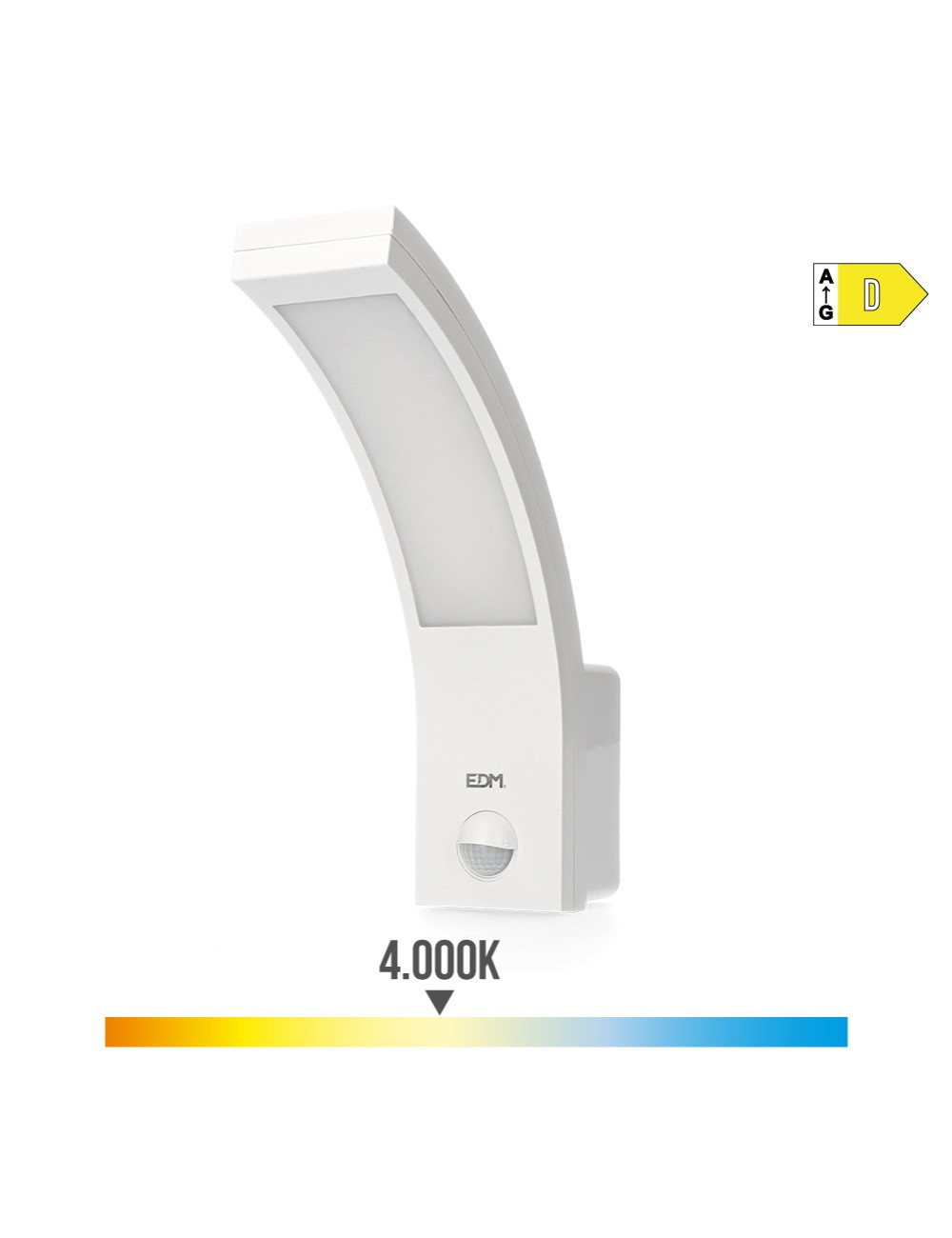 Aplique led con sensor de movimiento 10 w 1654 lm 4000 k ip54 6,6 x 18,8 x 25 cm