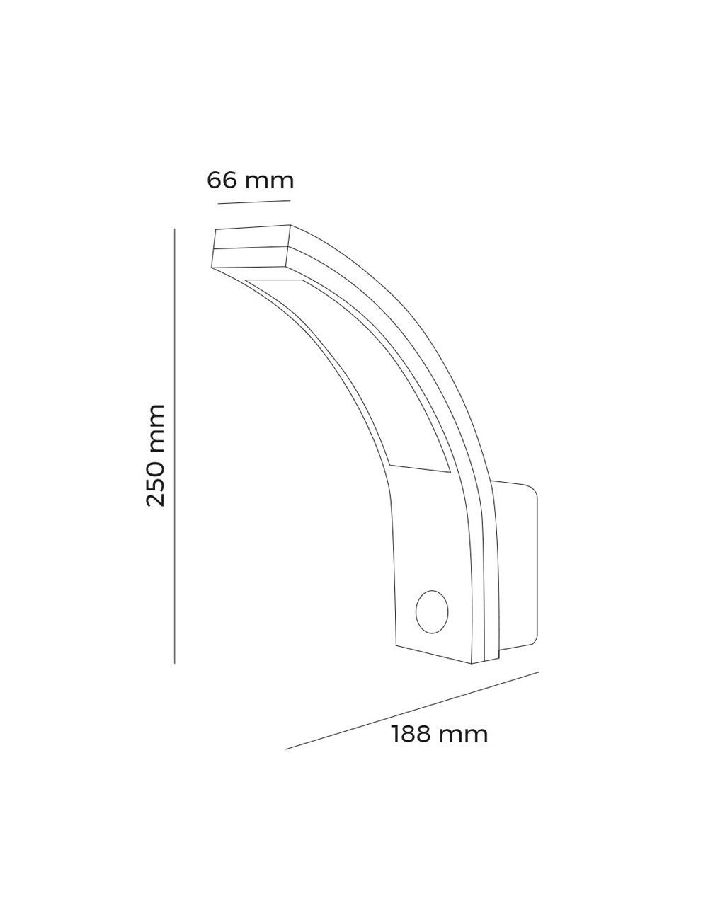 Aplique led con sensor de movimiento 10 w 1686 lm 6400 k ip54 6,6 x 18,8 x 25 cm