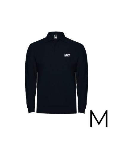 Polo negro manga larga talla-m 65% poliéster 35% algodon