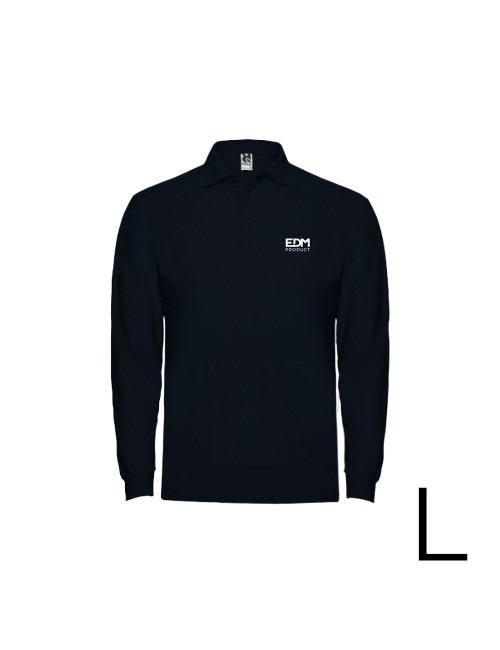 Polo negro manga larga talla-l 65% poliéster 35% algodón