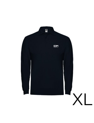 Polo negro manga larga talla-xl 65% poliéster 35%algodon