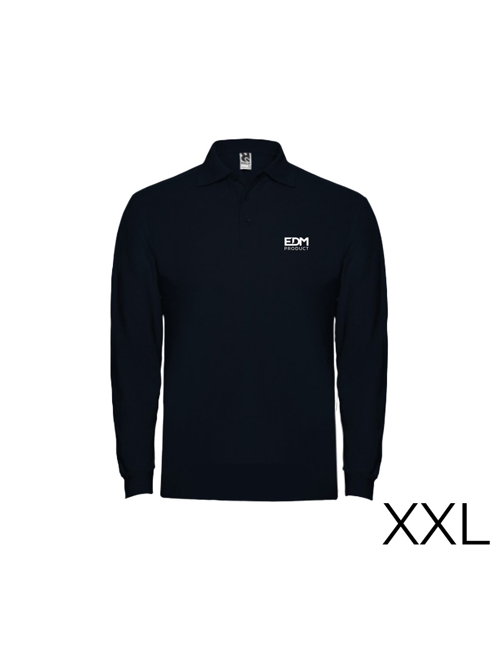 Polo negro manga larga talla-xxl 65% poliéster 35% algodon