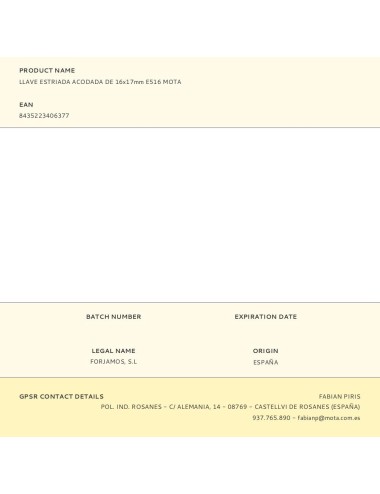 Llave estriada acodada de 16 x 17 mm