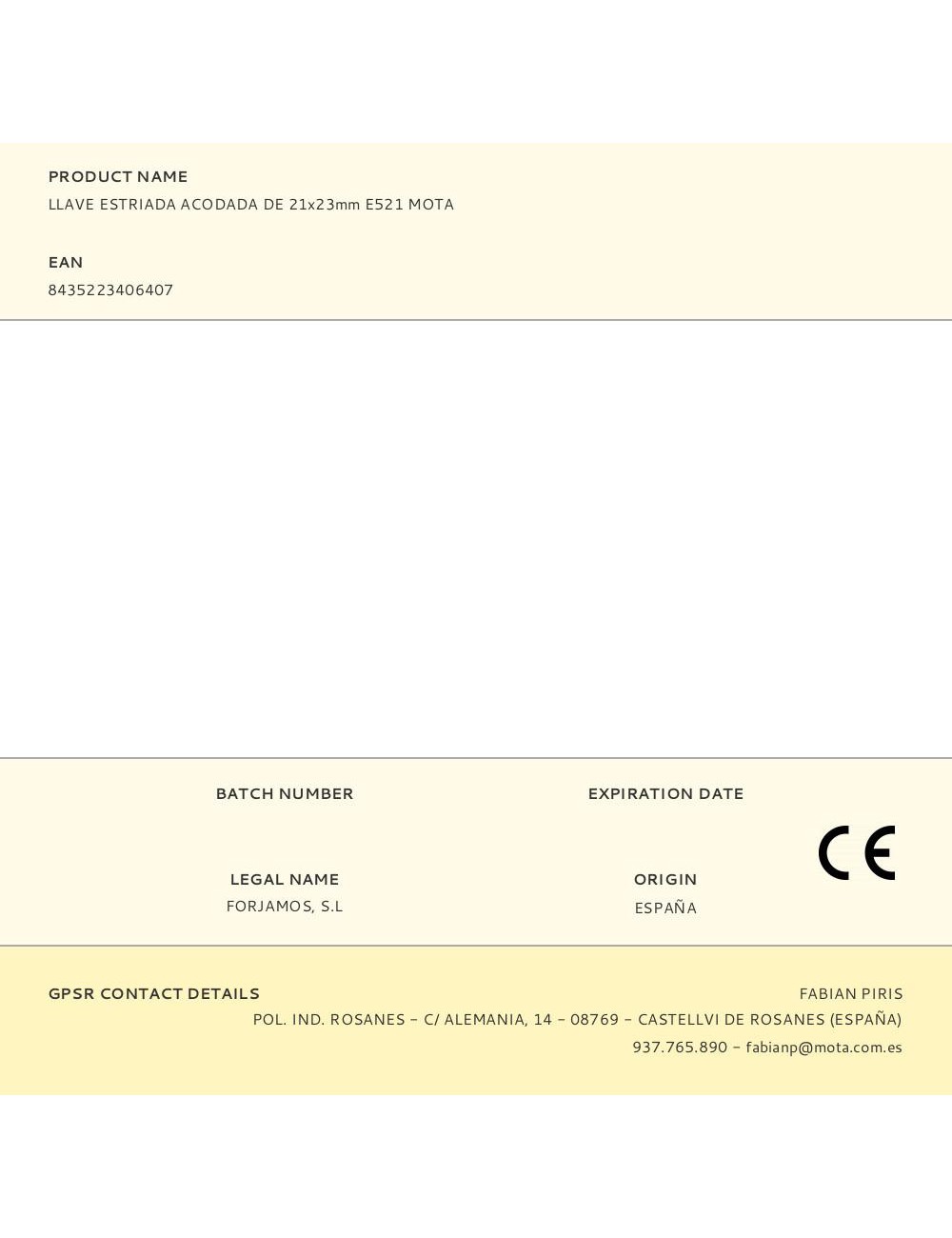 Llave estriada acodada de 21 x 23 mm