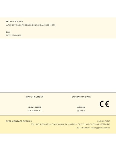 Llave estriada acodada de 25 x 28 mm