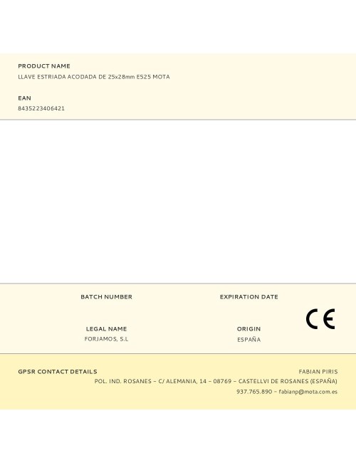 Llave estriada acodada de 25 x 28 mm