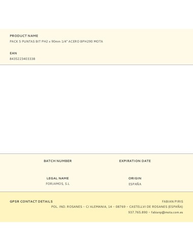 Pack 5 puntas bit ph2 x 90mm 1/4" acero bph290 mota