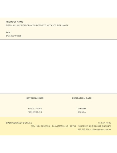 Pistola pulverizadora con deposito metalico pisr. mota