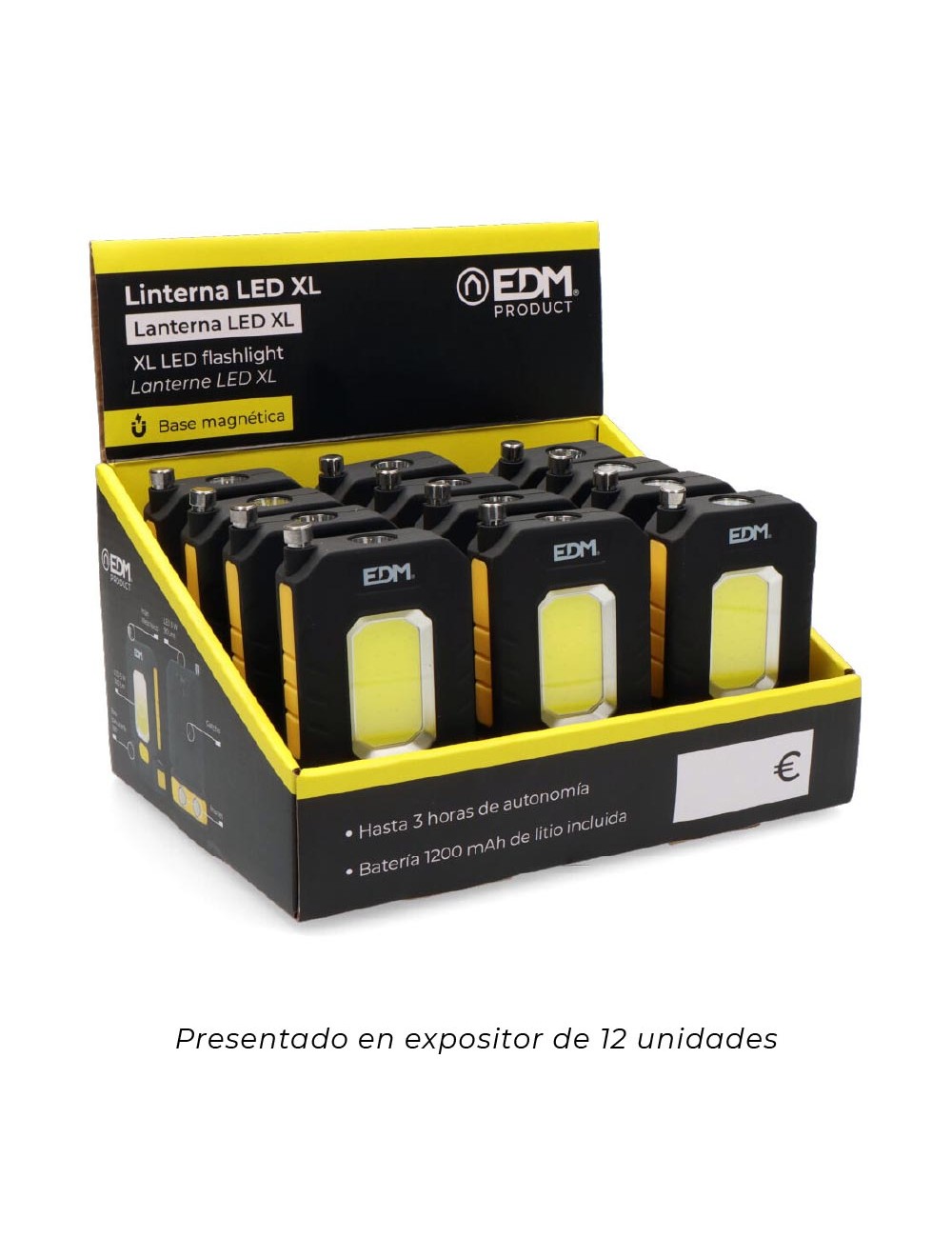 Linterna led xl con imán telescópico, recargable