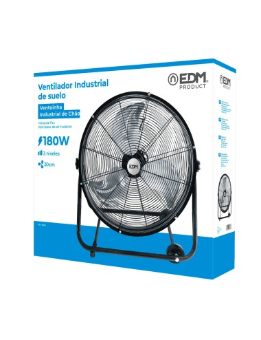 Ventilador industrial de suelo, con ruedas, negro 180 w 59,8 db aspas ø60 x 70 cm