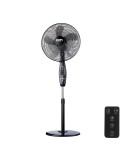 Ventilador de pie mando a distancia, negro, potencia 60 w 62,9 db aspas ø40 cm, altura regulable 110-130 cm