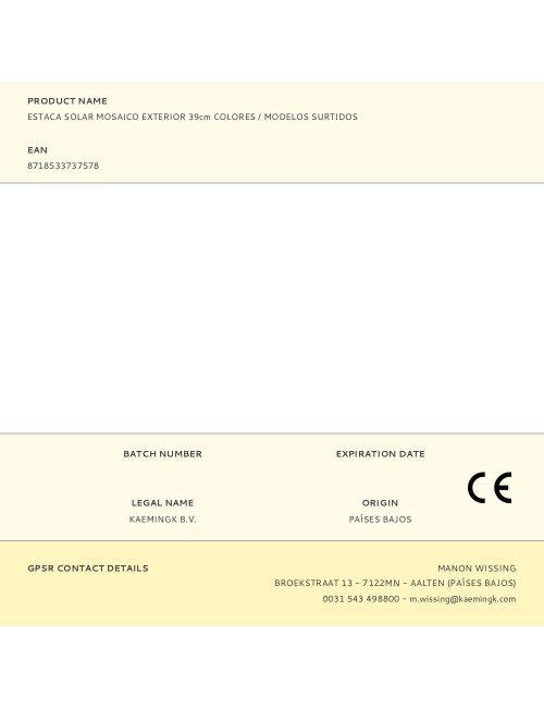 Estaca solar mosaico exterior 39cm colores / modelos surtidos