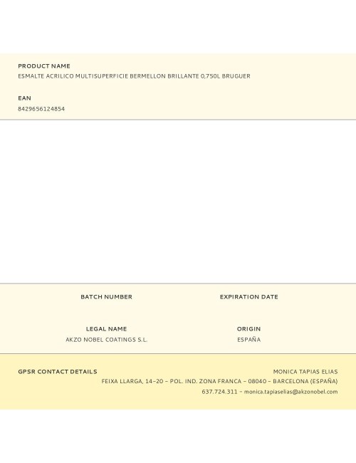 Esmalte acrilico multisuperficie bermellon brillante 750 ml