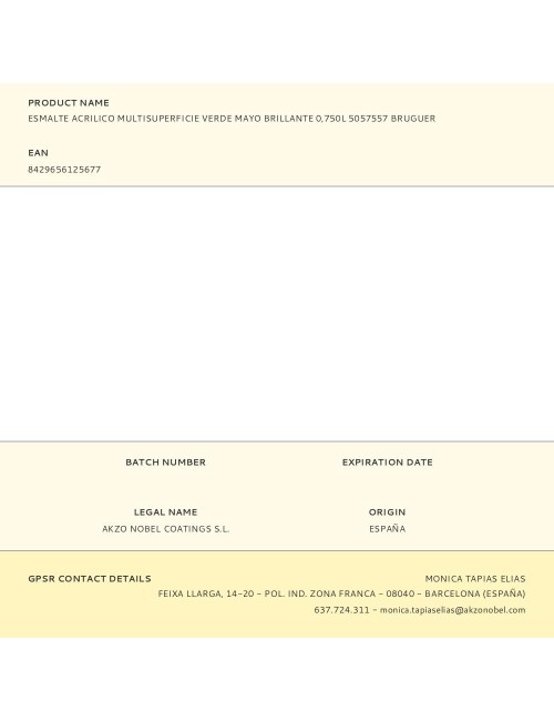 Esmalte acrilico multisuperficie verde mayo brillante 750 ml