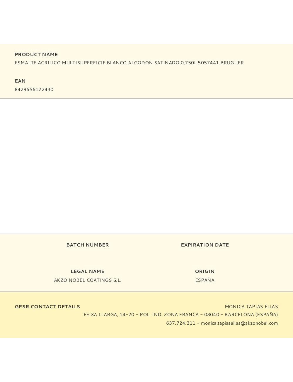 Esmalte acrilico multisuperficie blanco algodón satinado 750 ml