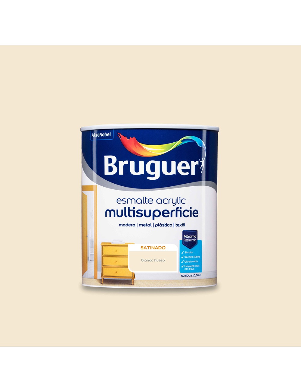 Esmalte acrilico multisuperficie blanco hueso satinado 750 ml
