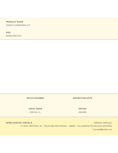 Tuerca corredera 1/2"