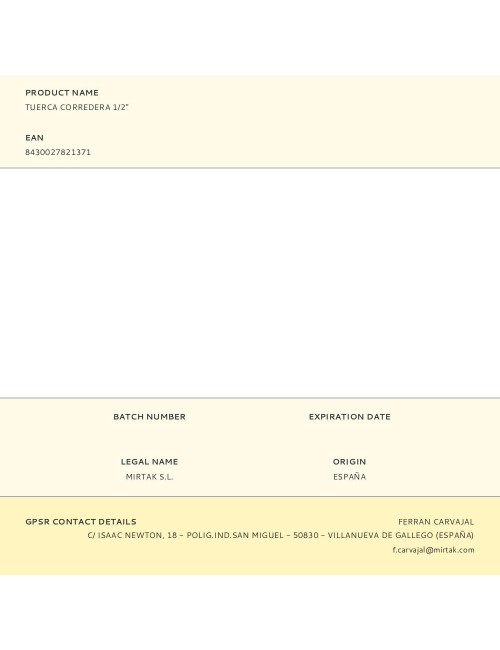 Tuerca corredera 1/2"