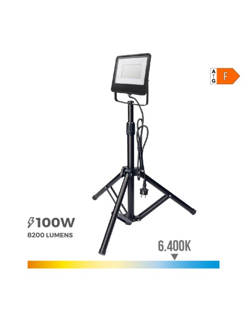 Foco proyector led con trípode black series 100 w 6400 k