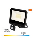 Foco proyector led con sensor de presencia 50 w 4000 lm 6400 k luz fría 23,8 x 4,5 x 19,2 cm