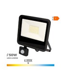 Foco proyector led con sensor de presencia 50 w 4000 lm 4000 k luz día 23,8 x 4,5 x 19,2 cm