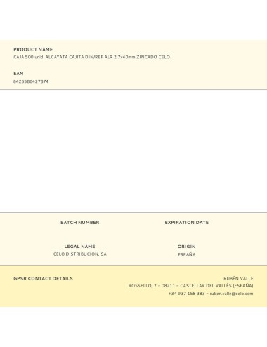 Caja 500 unid. alcayata cajita din/ref alr 2,7x40mm zincado celo
