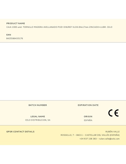 Caja 1000 unid. tornillo madera avellanado pozi din/ref vlox ø4x17mm zincado+lubr. celo