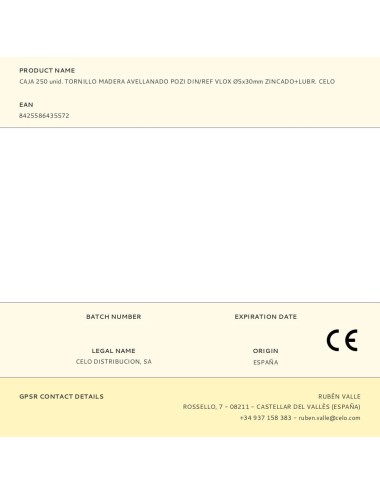Caja 250 unid. tornillo madera avellanado pozi din/ref vlox ø5x30mm zincado+lubr. celo