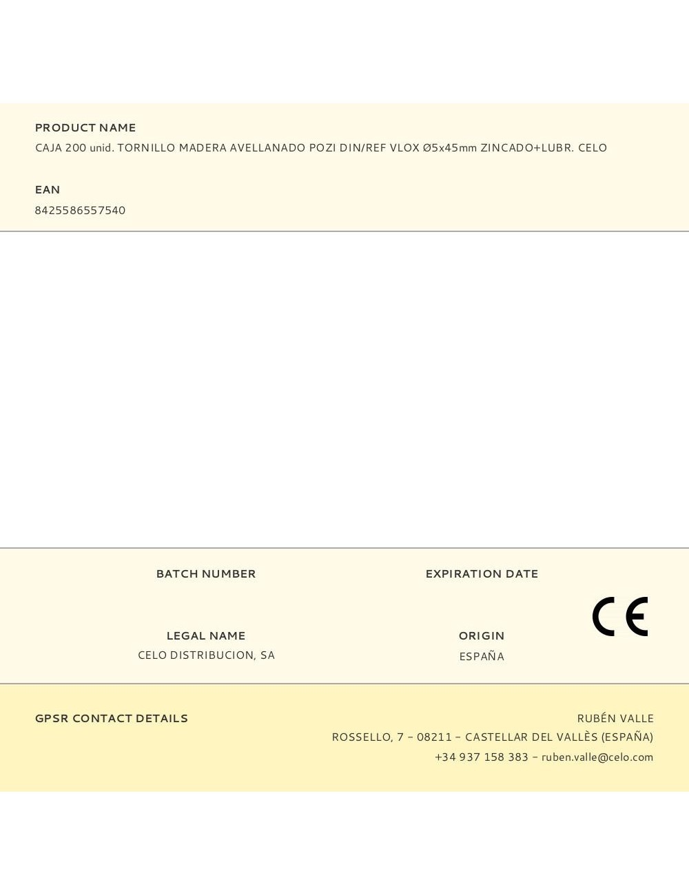 Caja 200 unid. tornillo madera avellanado pozi din/ref vlox ø5x45mm zincado+lubr. celo