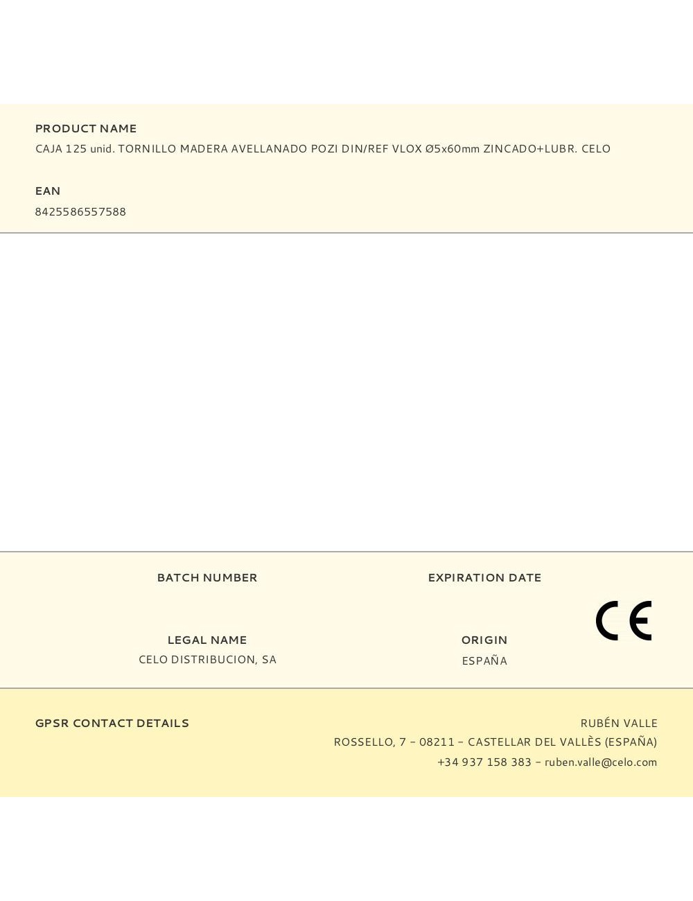 Caja 125 unid. tornillo madera avellanado pozi din/ref vlox ø5x60mm zincado+lubr. celo