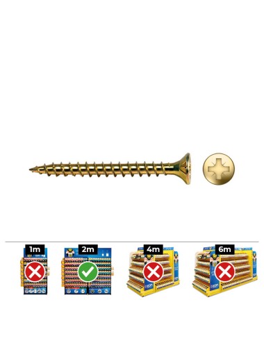 Caja 50 unidades tornillo madera avellanado pz din/ref vlox ø6 x 80 mm bicromatado+lubr.