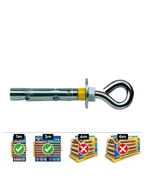 Anclaje dynabolt aro zincado ø8 x 45 mm, caja 25 uds