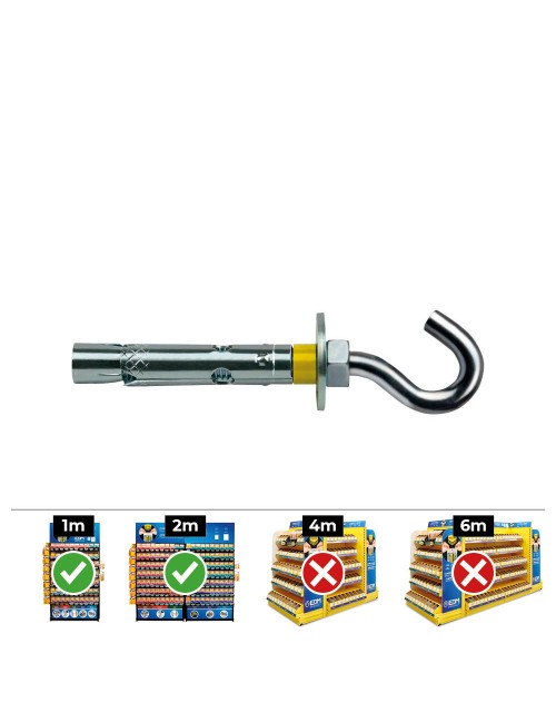 Anclaje dynabolt gancho zincado ø8 x 45 mm, caja 25 uds