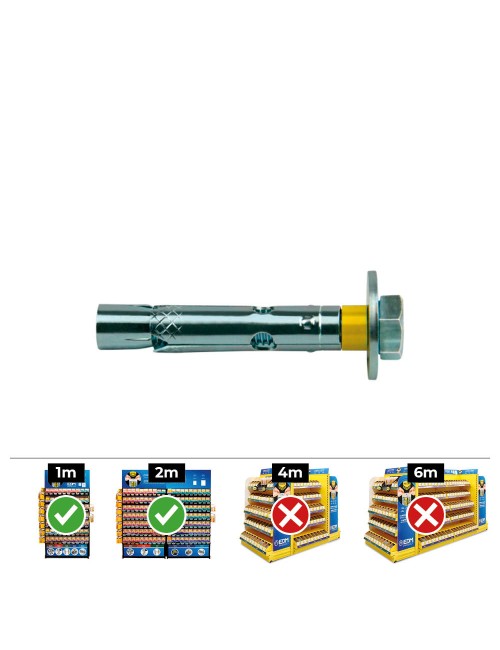 Anclaje dynabolt tornillo zincado m6 ø8 x 60 mm, caja 30 uds